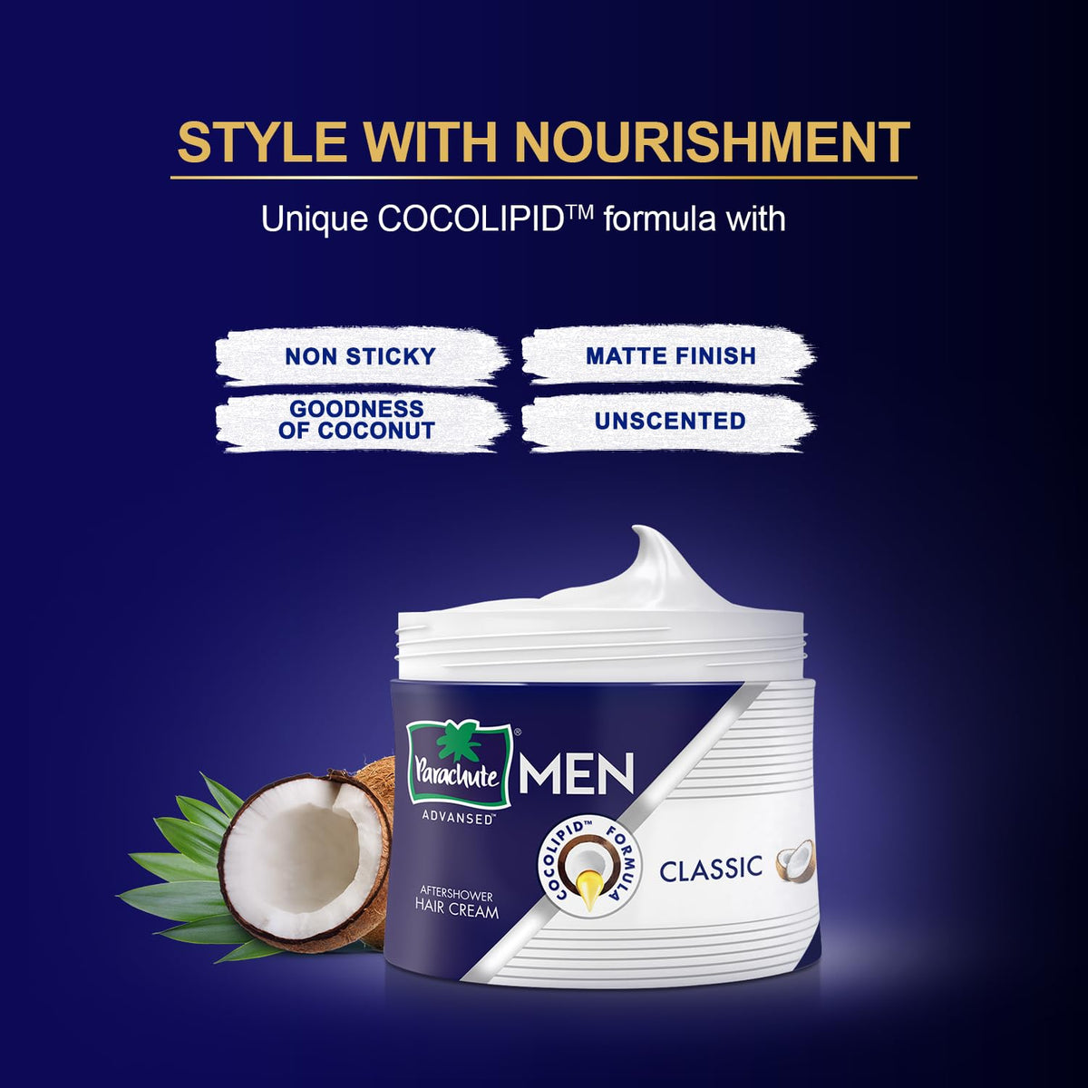 Hair Cream for Men |Hair Cream after Shower |Goodness of Coconut| Moisturizes & Strengthens Hair| for Soft, Smooth Hair| Non Sticky | 3.3 Fl.Oz.