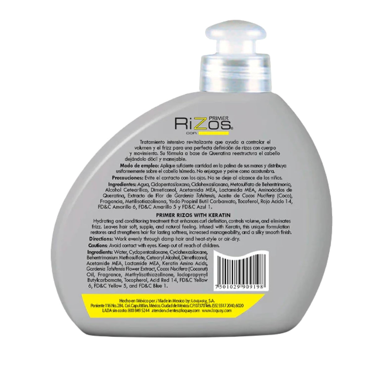 Loquay Primer Rizos Keratin Hair Cream 10.58 Oz - Hair Styling Products for Smooth Finish - Crema Para Peinar Con Queratina - Professional Styling Cream for Manageable Hair