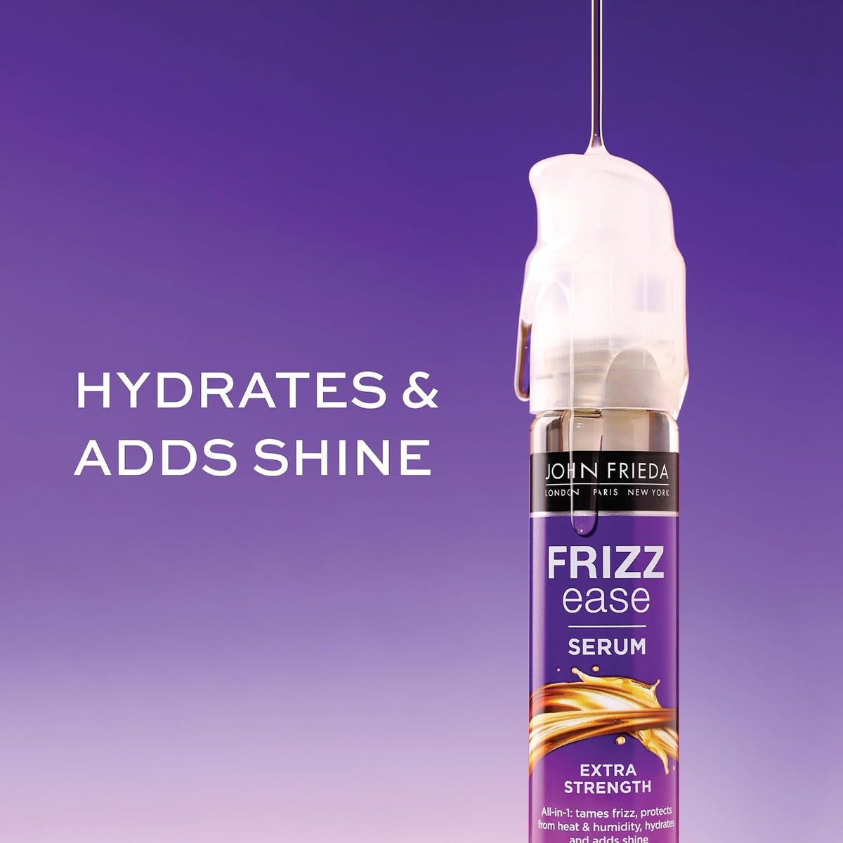 Frizz Ease Extra Strength Hair Serum, Instantly Smooths for Healthy, Hydrated, Frizz-Free Hair, for Thick and Coarse Hair, with Argan, Coconut, and Moringa Oil for Heat Protection, 1.69 Oz