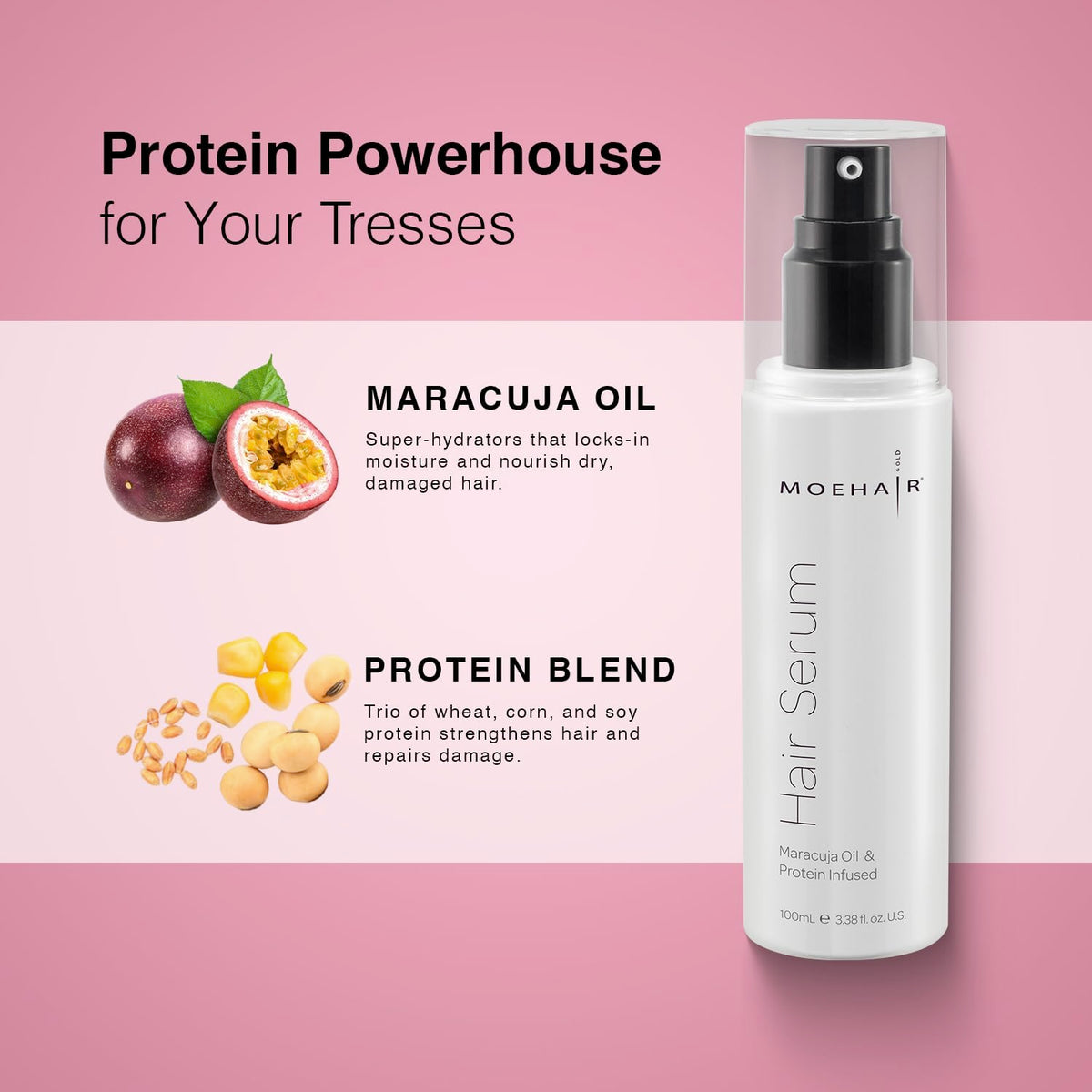 anti Frizz Hair Serum | Infused with Maracuja Oil and Protein | Hair Serum for Frizzy Hair | Paraben and Sulfate-Free Hair Smoothing Serum | for Strong and Silky Hair (3.38 Fl. Oz)